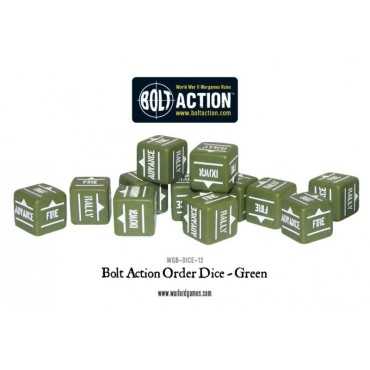 Bolt Action Orders Dice - Green (12)