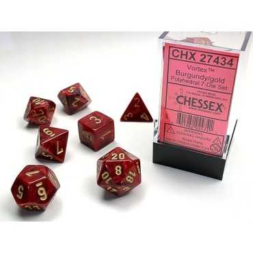 Vortex Dice Polyhedral Burgundy/gold Set (7)