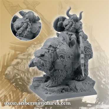 28mm/30mm Dwarf Warrior on War Bear M1