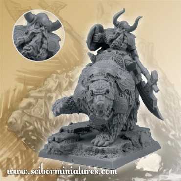 28mm/30mm Dwarf Warrior on War Bear M1
