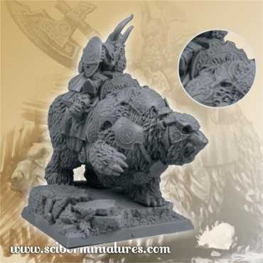 28mm/30mm Dwarf Warrior on War Bear M1