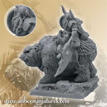 28mm/30mm Dwarf Warrior on War Bear M1