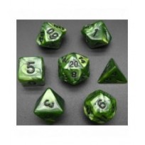 Pack 7 Dados Rol Marmoleado Verde Y Negro