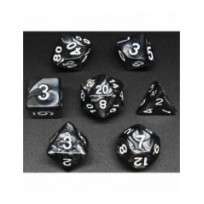 Pack 7 Dados Rol Marmoleado Negro Y Blanco