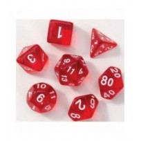 Pack 7 Dados Rol Transparente Rojo Y Blanco