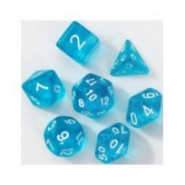 Pack 7 Dados Rol Transparente Azúl Agua Y Blanco