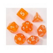 Pack 7 Dados Rol Transparente Naranja Y Blanco