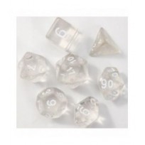 Pack 7 Dados Rol Transparente Blanco