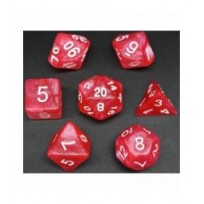 Pack 7 Dados Rol Marmoleado Carmín Y Blanco