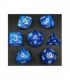 Pack 7 Dados Rol Marmoleado Negro Azúl Y Blanco