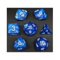 Pack 7 Dados Rol Marmoleado Negro Azúl Y Blanco