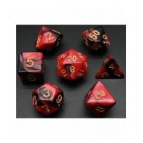 Pack 7 Dados Rol Marmoleado Negro Camín Y Amarillo