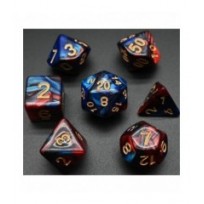 Pack 7 Dados Rol Marmoleado Rojo Azúl Y Amarillo