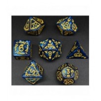 Pack 7 Dados Rol Hechizados Azúl Real Y Amarillo