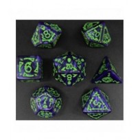 Pack 7 Dados Rol Hechizados Morado Y Verde