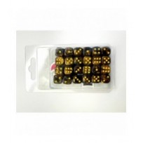 24 Dados de 12mm Marmoleados Negro Dorado