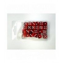 24 Dados de 12mm transparentes Rojo