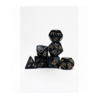 Pack 7 Dados Rol Marmoleado Negro Y Amarillo