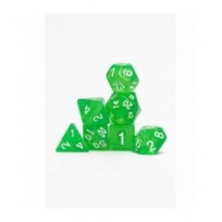 Pack 7 Dados Rol Transparente Verde Fluo Y Blanco