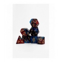Pack 7 Dados Rol Marmoleado Rojo Azúl Y Amarillo