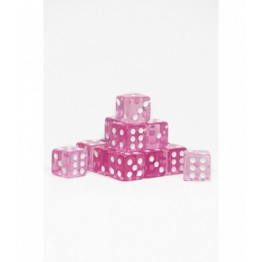 15 Dados de 16mm Transparentes Rosa