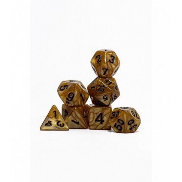 Pack 7 Dados Rol Marmoleado Café Y Negro