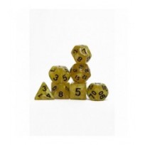 Pack 7 Dados Rol Marmoleado Amarillo Y Negro