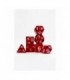 Pack 7 Dados Rol Transparente Rojo Y Blanco