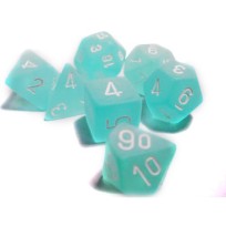 Frosted Polyhedral Teal/white Set (7)