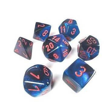 Gemini Polyhedral Black Starlight W/red Set (7)