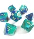 Gemini Polyhedral Blue-teal W/gold Set (7)
