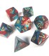 Gemini  Polyhedral Red-teal W/gold Set (7)
