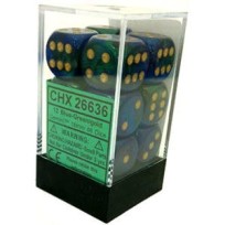 Blue-Green w/gold 16mm (12)