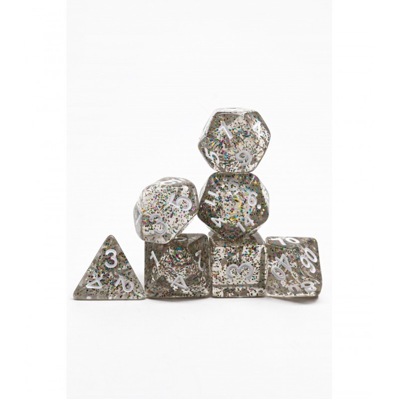 Set de dados Pack 7 Dados Rol Brilli Fullcolor Y Blanco para juegos de mesa y rol